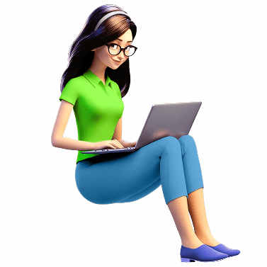 Girl Sitting with Laptop